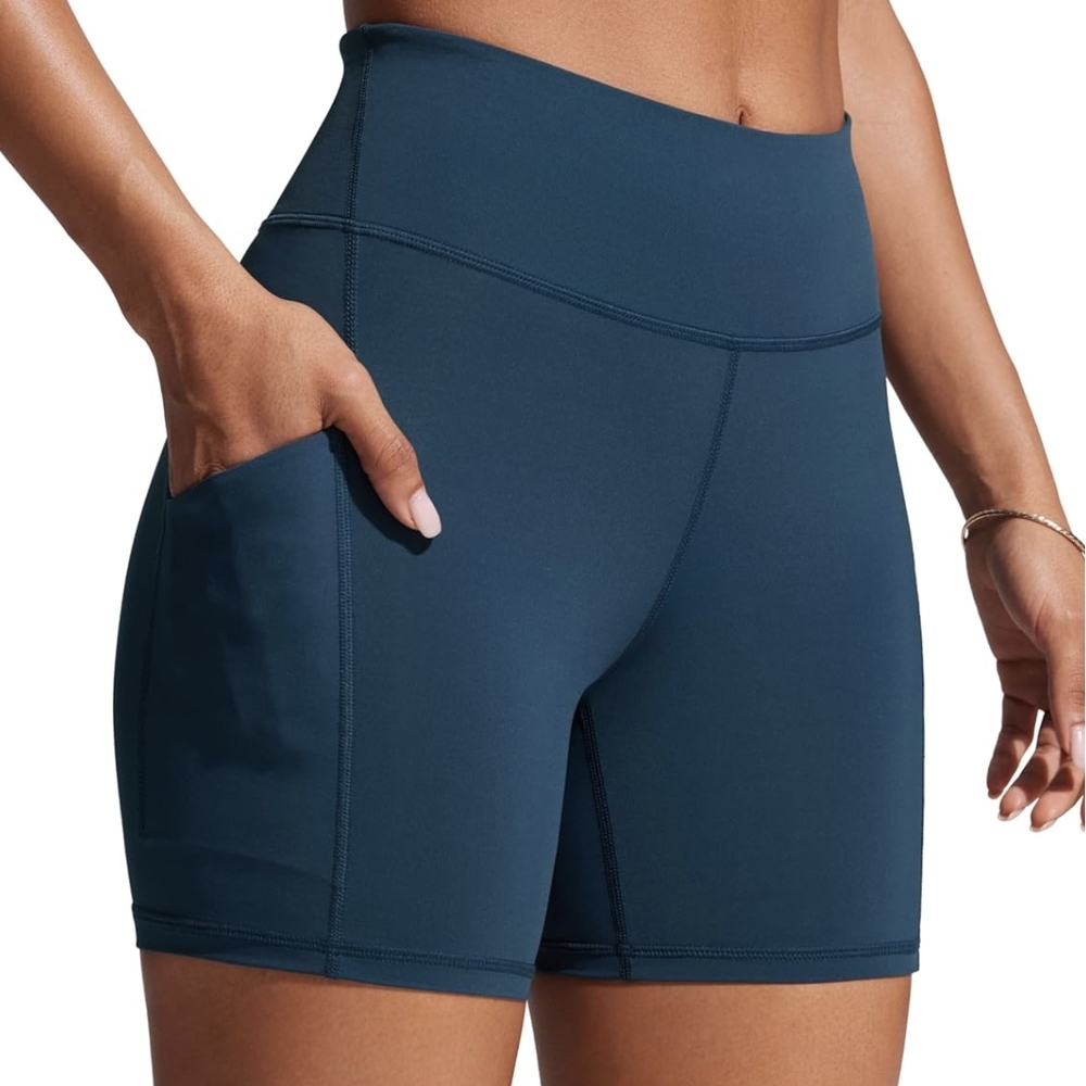 CRZ YOGA High-Waisted Blue Shorts